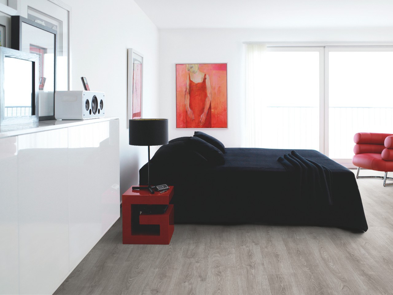 Ламинат Pergo Original Excellence Veritas Classic Plank 4V Дуб серый затемненный L1237-04177 фото в интерьере